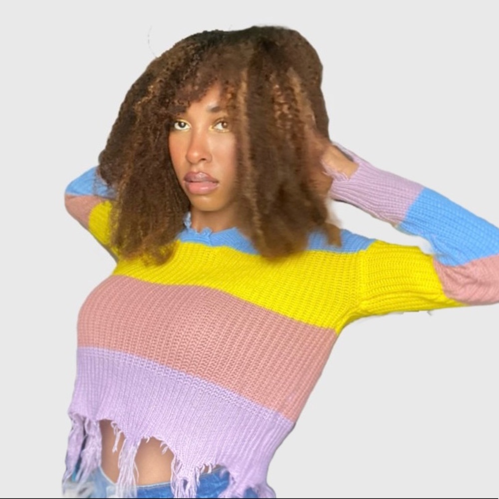 Distressed Colorblock Sweater